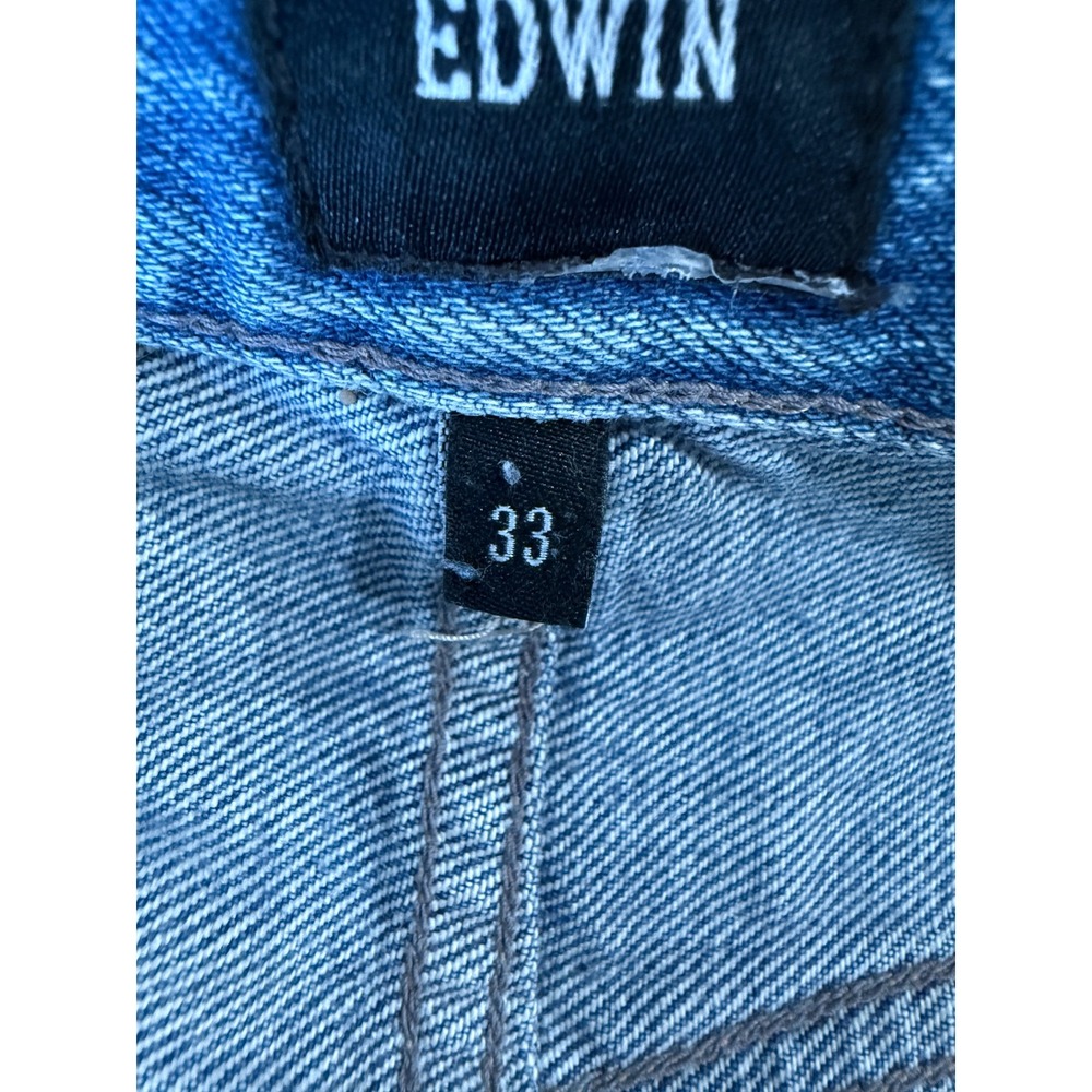 Edwin Classic Straight Mens Distressed Light Wash Blue Denim Jeans Button Fly - Picture 9 of 12